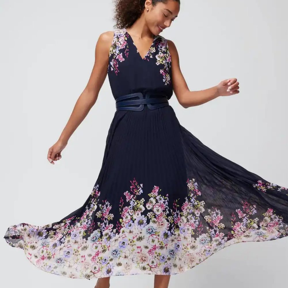 White House Black Market Floral Asymmetrical Dress
